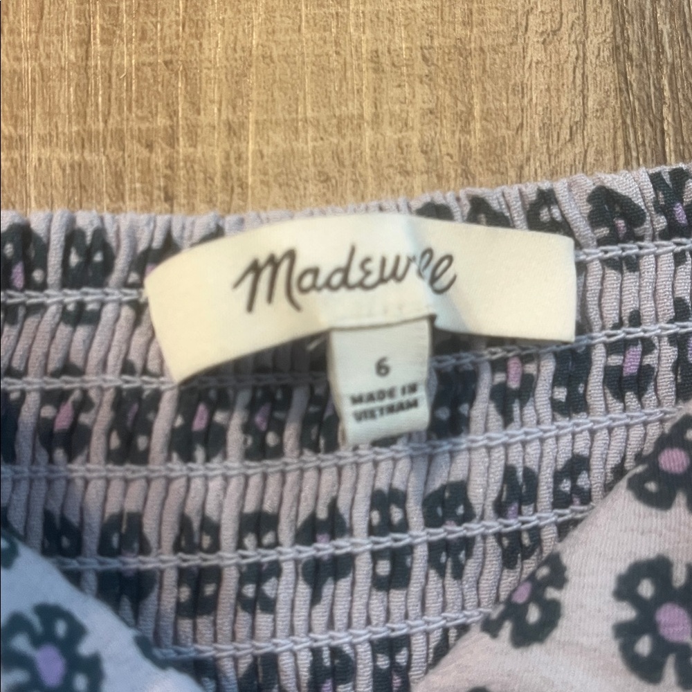 [JUST IN] NWT MADEWELL Patterned Button Down Mini Dress Soft Blue Sz 6 - Picture 9 of 12